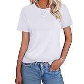 GKBK Womens Short Sleeve Cotton Shirts Crewneck Summer Tops Casual Cute Basic Tee Tshirt Spring Clothes Outfits Trendy