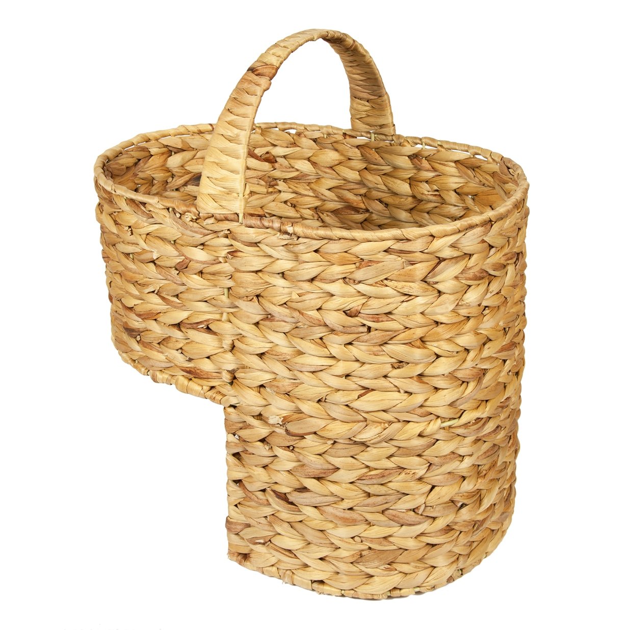 Woodluv Water Hyacinth Stair Basket/Step Storage Basket with Handle, Large, Natural
