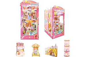 FLYNOVA DIY Book Nook Kit,Candy Store Dollhouse Building Kit with LED,DIY Booknook Bookshelf Insert Decor,3D Wooden Puzzle Miniature Kit Toys,Birthday Valentine's Day Xmas Gifts for Teens Adults Lovers