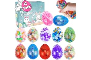 MEZHOBBY 12Pcs Easter Egg Stress Balls, Easter Basket Stuffers, Easter Egg Fillers, Squishy Squeeze Balls for Adults, Easter Egg Hunt, Party Favors Classroom Prizes