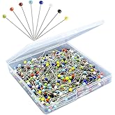 500PCS Sewing Pins for Fabric, Straight Pins with Colored Ball Glass Heads Long 1.5inch, Quilting Pins for Dressmaker, Jewelr