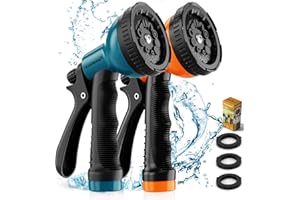 HooSeen Garden Hose Nozzle, 2 Pack Water Hose Nozzle Sprayer Set,10 Adjustable Patterns Water Spray Nozzle, High-Pressure Anti-Slip Nozzle Sprayer for Car Washing,Watering Lawn,Garden