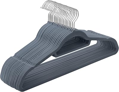 SONGMICS Velvet Hangers Set of 20 Non-Slip 360° Hook Space-Saving 0.6 cm Thick