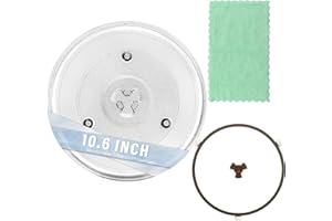 LUBIYACK 10.6" Glass Microwave Plate Replacement for WB48X21336 Microwave Turntable Tray Oven Rotating Dish Tray with Y shaped design for Better Reheating and Even Heat Distribution