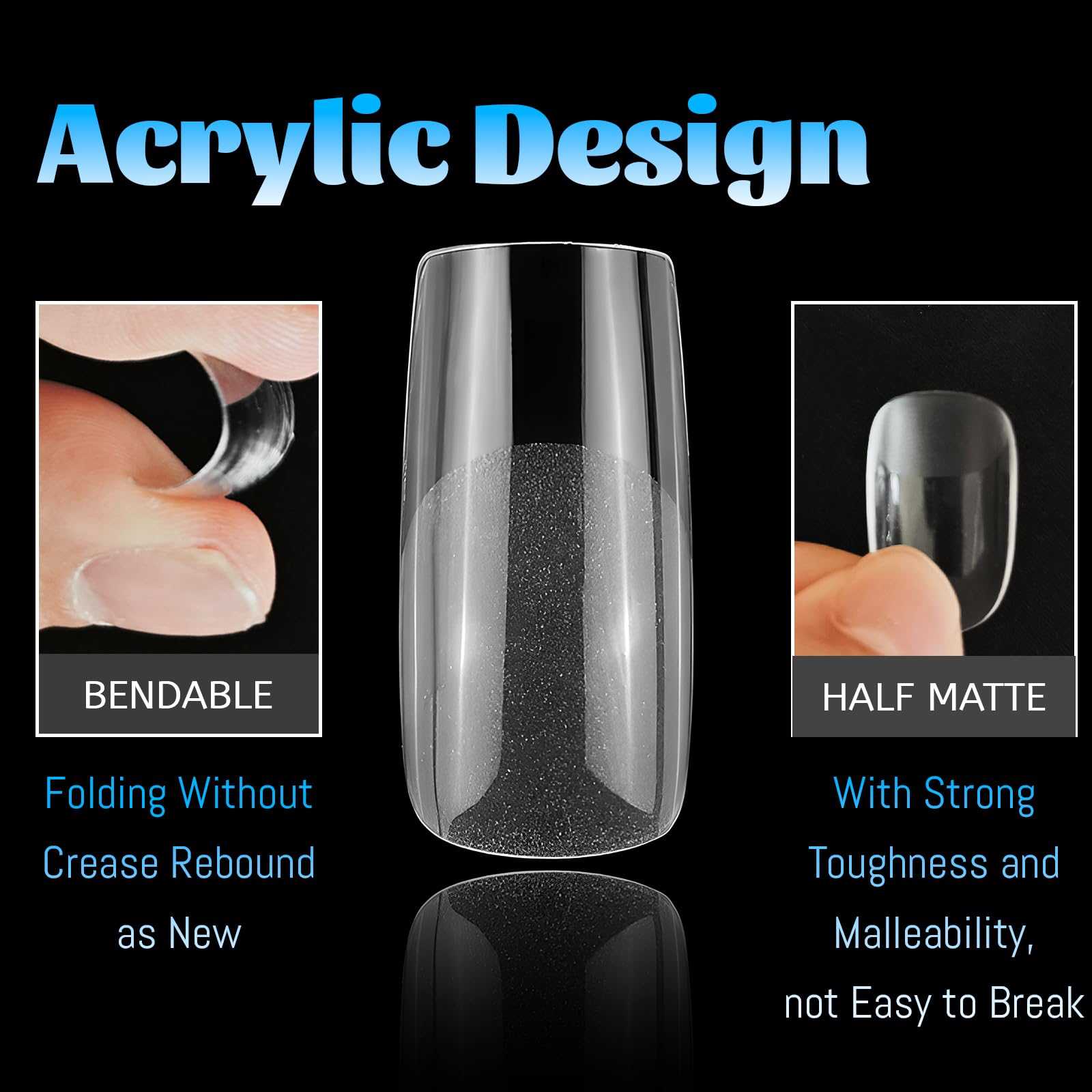 Lifextol 240pc Square Gel Nail Tips Medium Fake Nails for Press on Nails Clear Acrylic Nails Tips, 12 Size Full Cover Nail tips Square Soft Gel Nail Tips False Nails Extension Artificial Fingernails - Image 3