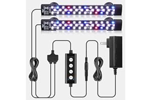 hygger Dual-Channel Controller Submersible Aquarium LED Light, 24/7 Mode Full Spectrum Hidden Fish Tank Light with 3 Rows Beads 7 Colors Auto On Off, Adjustable Timer Brightness (2)