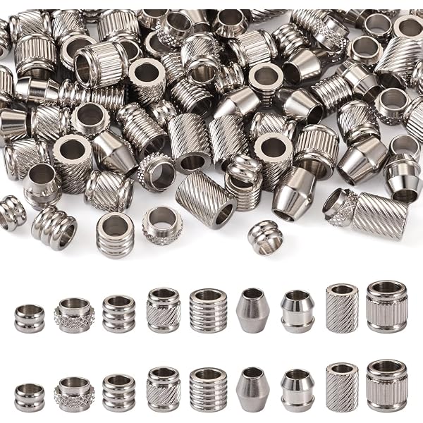 2Pcs Stainless Steel Punk Slider Beads Skull Viking Slide