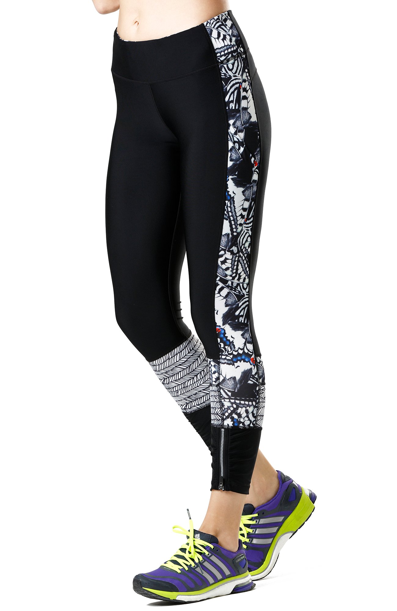 icyzone Women\'s Activewear Printed Sports Running Yoga Tights Legging with Pocket (L, Butterfly)