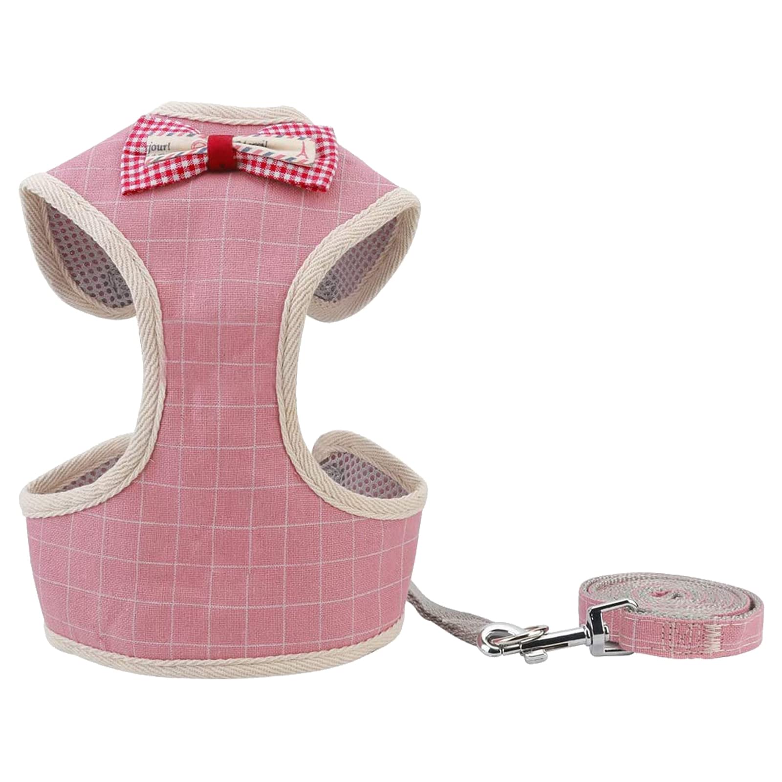 voopet Puppy Harness Easy to Put On & Take Off Step in Dog Harness, Puppy Soft Padded Mesh Front Vest with Leash, Adjustable Pets No-Pull Walking Harness with Cute Bows for Small Dogs and Cats