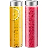 CWHHRN 25 Oz Glass Juice Bottles, 2 Pack Glass Bottles with Lids, BPA Free, Borosilicate Glass, Leak Proof Lids for Juicing, Smoothies, Water Bottles, Food Storage, Shaker Bottles