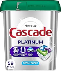 Cascade Platinum Dishwasher Pods, Dishwasher Detergent, Dish Detergent Soap, Fresh, 59 Count