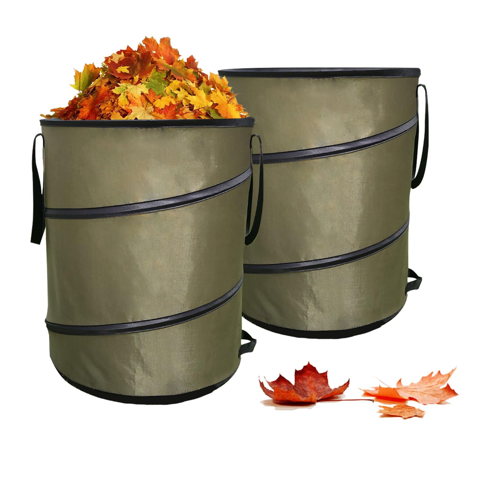 Pop Up Garden Waste Bag 113L Waste Bins Collapsible 420D Oxford Garden Rubbish Bags, Leaf Collection Bag Durable Garden Refuse Bags Easy Transportation