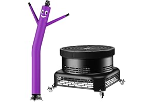 BSMTEK 20FT Air Inflatable Waving Tube Man Set with Blower & Wheel, Air Puppet Dancer for Mall Opening, Amusement Park, Outdoor Decoration，Purple