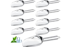 Zhehao 8 Pcs Metal Ice Scoop 6 oz Stainless Steel Ice Scooper for Ice Maker Kitchen Freezer Bar Wedding Party Small Scoops for Pet Animal Dog Food Candy Scoop Beach Shovel(Silver)