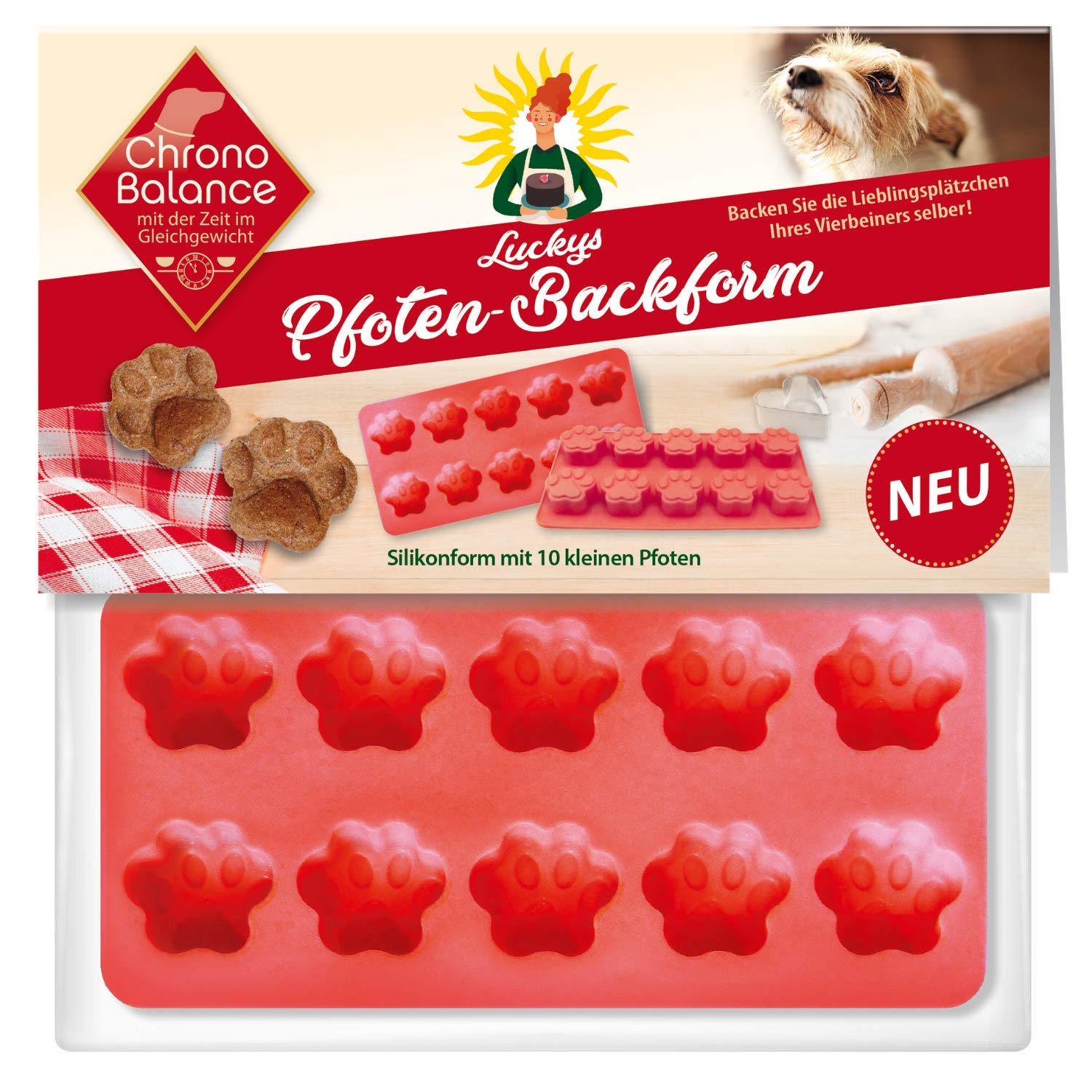ChronoBalance® Silicone Baking Mat, Reusable Baking Mould for Dog Biscuits, BPA 10 Paws for Dog Biscuits and Dog Treats for DIY Paw Shape, Also for Chocolate and Ice Cubes — image 1