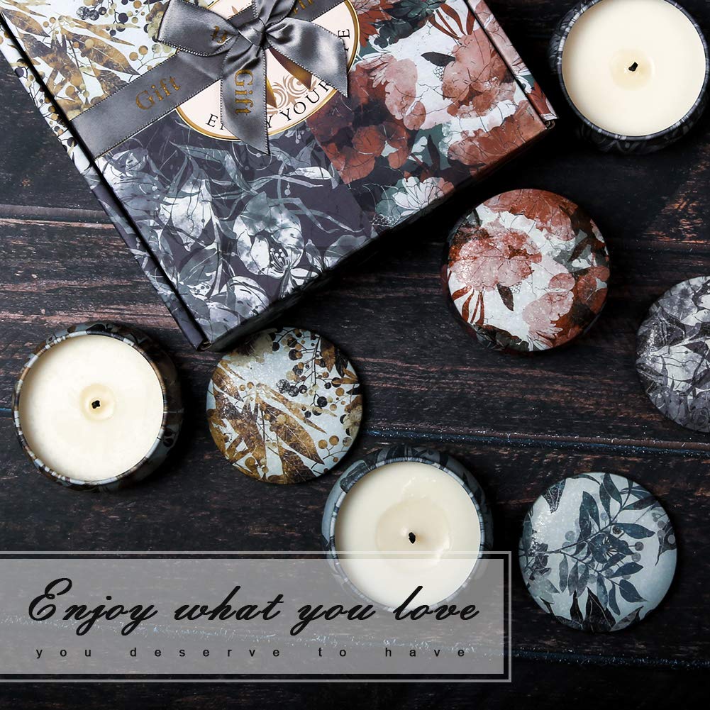 ARINO Scented Candles Gift Set 4pcs 120 Hours Burning Time Aromatherapy Candle Iron Pots Natural Wax Flavors of Rose Lemon Lavender Fig for Relax Sweet Dream and Clean Air (1)