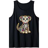 Dia de los Muertos Skeleton Sugar Skull Dog Day of the Dead Tank Top
