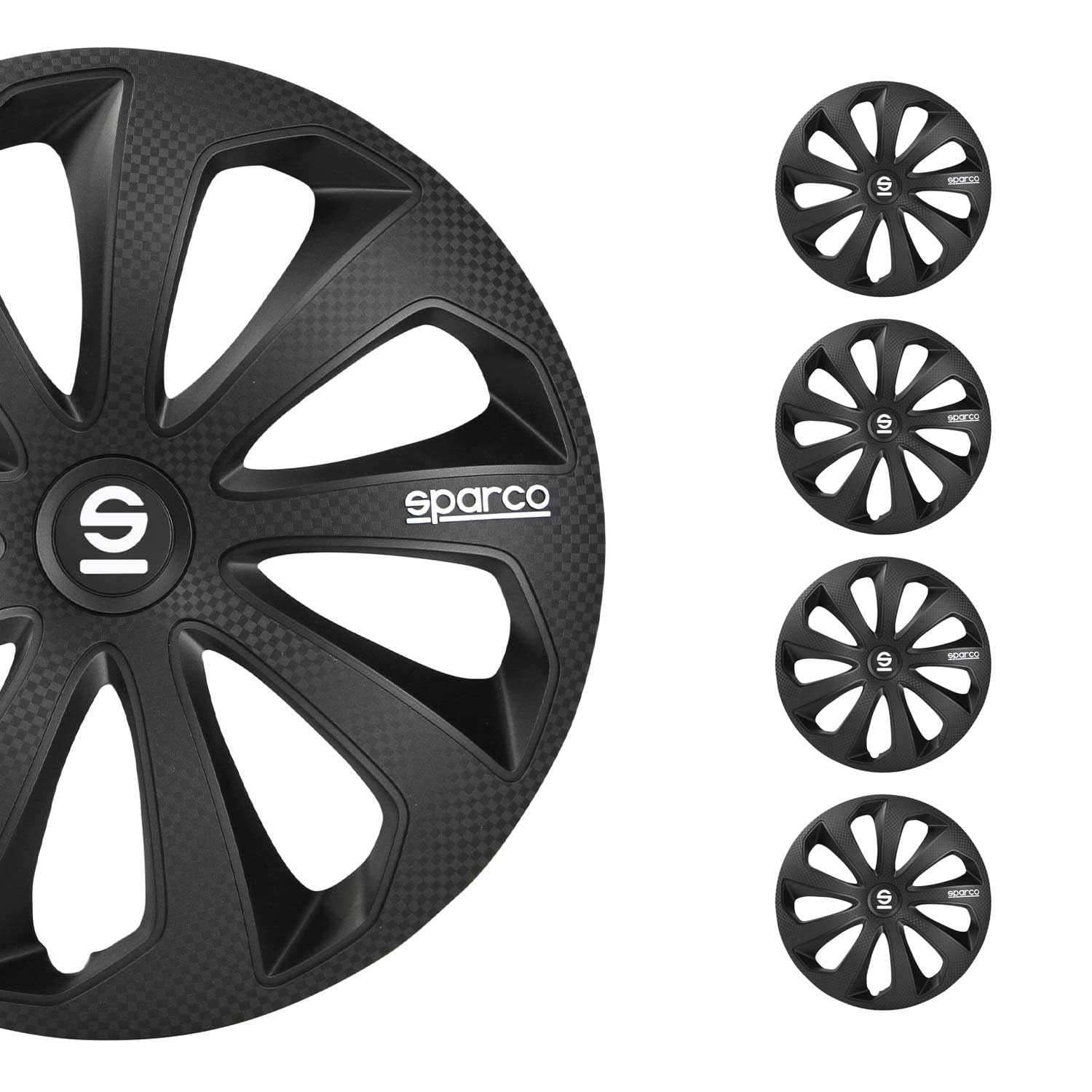 Sparco Wheel Covers Sicilia - 16-inch - Black/Carbon - Set of 4 pieces