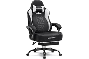 GTPLAYER Big and Tall Gaming Chair Breathable Fabric Computer Chair with Strong Lumbar Support, Comfortable Office Chairs with Pocket Spring Cushion, High Back Ergonomic Desk Chairs with Footrest