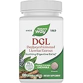 Nature's Way DGL Chewable Tablets, Soothing Digestive Relief*, For Occasional Stomach Upset*, Deglycyrrhizinated Licorice Extract, Gluten Free, Licorice Flavored, 100 Tablets (Packaging May Vary)