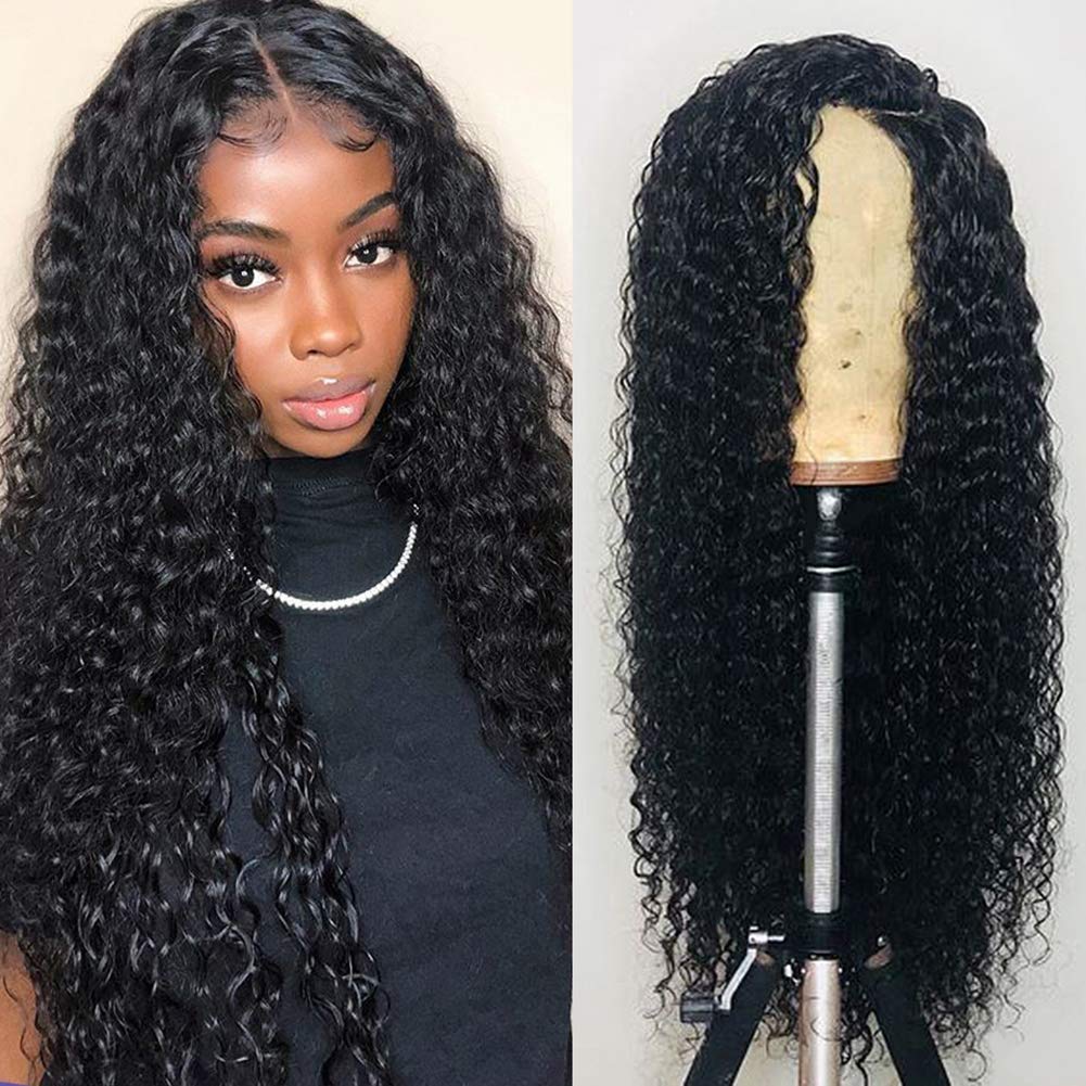 10A Brazilian Curly Virgin Human Hair 4x4 Closure Wigs Pre Plucked with Baby Hair Glueless 150% Density Wigs Lace Front Human Hair Wig for Women Natural Color