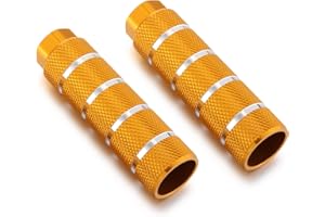 Twilight Garage Bike Pegs, 2 Pack 3/8 inch 26 Teeth Axles Aluminum Alloy Anti-Skid Bicycle Foot Pegs - Yellow