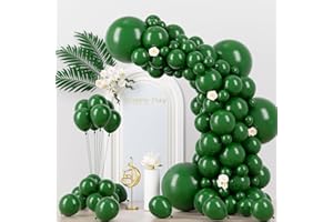 Voircoloria 130pcs Dark Green Balloons Different Sizes 18" 12" 10" 5" Hunter Green Balloons for Birthday Dinosaur Baby Shower St. Patrick's Day Summer Jungle Forest Safari Party Decorations
