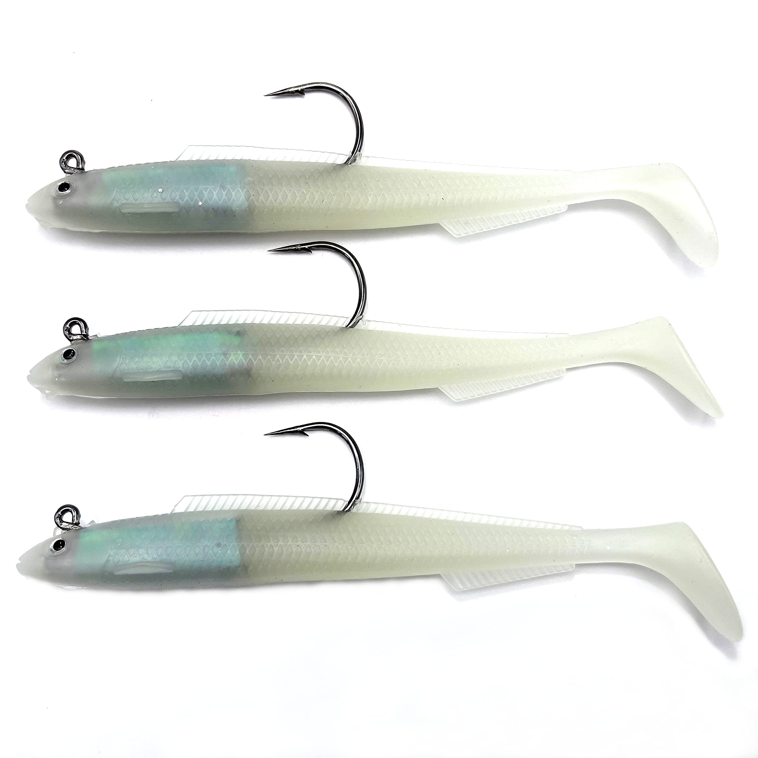 EVERBAY Soft Lures Set with Jig Head, Soft Swimbaits with Paddle Tail, Sinking Baits for Sea Fishing/Saltwater Jigs for Trout Bass Lures, Fishing Gear Gifts, 15cm/30g, 3pcs