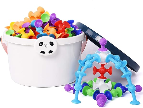 Amazon 108個 新感覚知育ブロック 吸盤 おもちゃ 子供 積み木 組み立て 風呂のおもちゃ 男の子 女の子 誕生日のプレゼント Diy スクイグズ 知育玩具 はめこみ 形合わせ おもちゃ