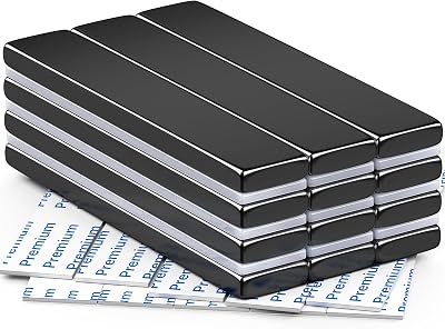 FINDMAG 12 Pack Strong Neodymium Magnets 60x10x3 mm with Adhesive Bar Magnetic