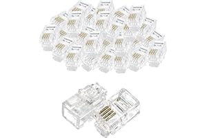 Menewstart 100Pack Telephone Modular Plug RJ9/RJ10/RJ22 4P4C Connector for Phone Line Cord, Compatible with Both Solid and St