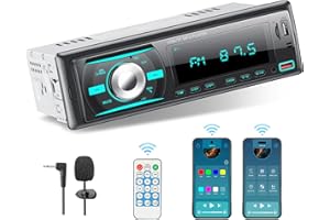 LSLYA Single Din Car Radio, Car Stereo Radio with Bluetooth Handsfree with App Control Supports FM/AUX/EQ/TF,External Microphone Connector and Two USB Ports...