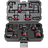 AmazingFree 11-Piece Impact Socket Adapter Set, 1/4" 3/8" 1/2" Drive | Impact Rated Drill Socket Adapters &amp; Extensions, CR-V &amp; CR-MO Steel, Ball Detent for Secure Fit