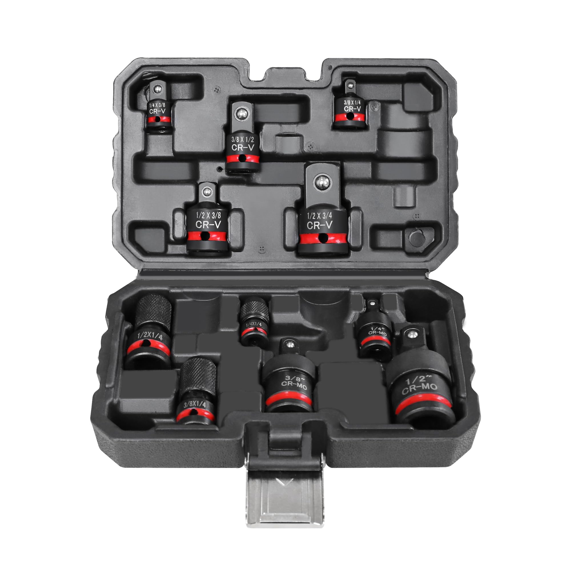 Photo 1 of AmazingFree 11-Piece Impact Socket Adapter Set-Impact Rated Drill Socket Adapters&Extensions,1/4" 3/8" 1/2" Drive,CR-V&CR-MO Steel,Ball Detent for Secure Fit,Essential Tool Kit for Car/Home Repair