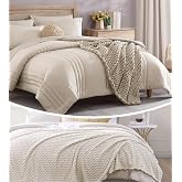 Monbix 7 Piece Comforter Sets and Fleece Throw Blanket Bundle