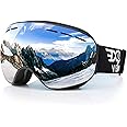 EXP VISION Snowboard Ski Goggles Men Women Youth, Anti Fog OTG Winter Snow Goggles Spherical Detachable Lens