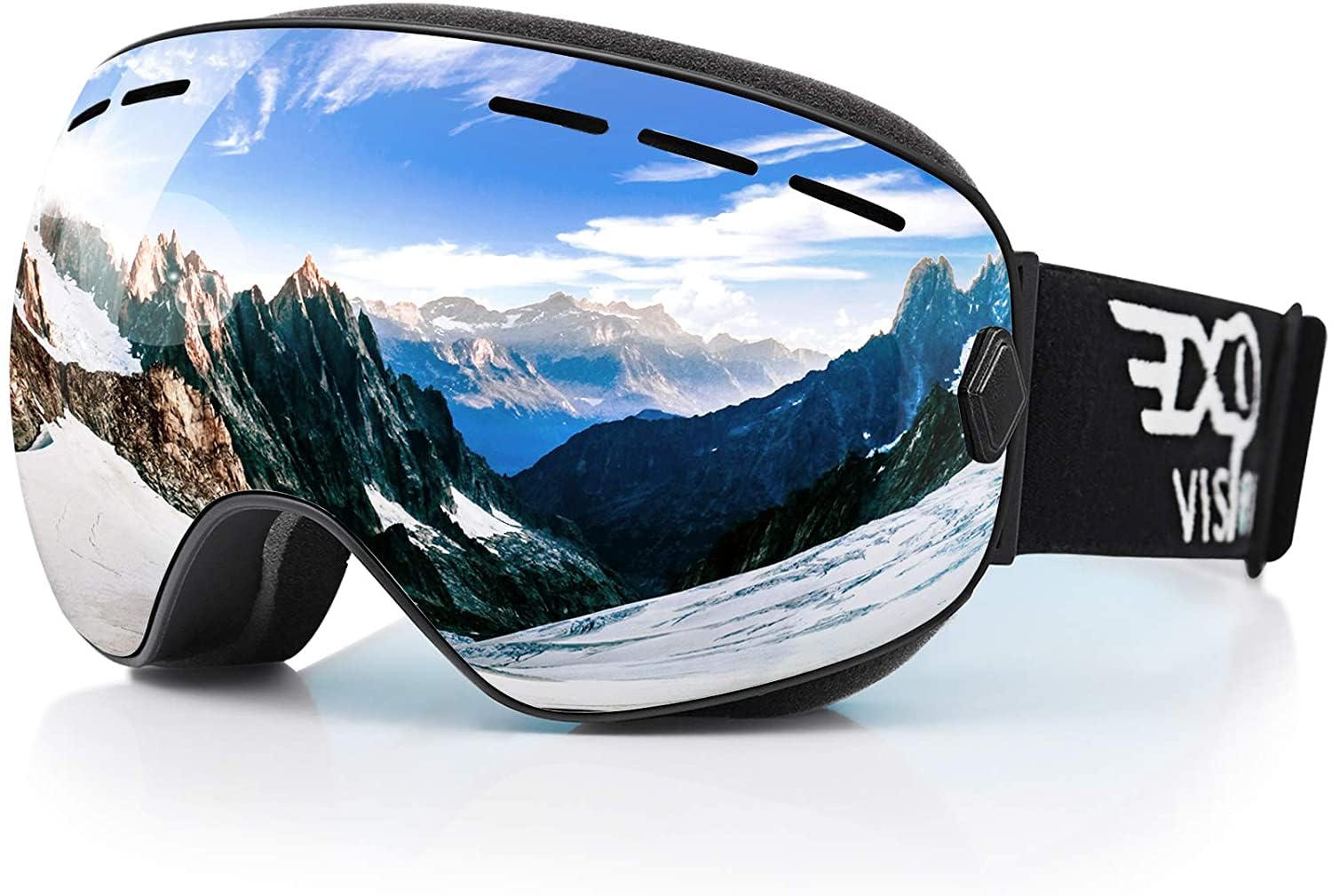 EXP VISION Snowboard Ski Goggles for Men Women and Youth, Over Glasses Skiing Snowboard Goggles with Anti Fog and UV400 Protection Dual Lenses Snow Goggles (Silver)