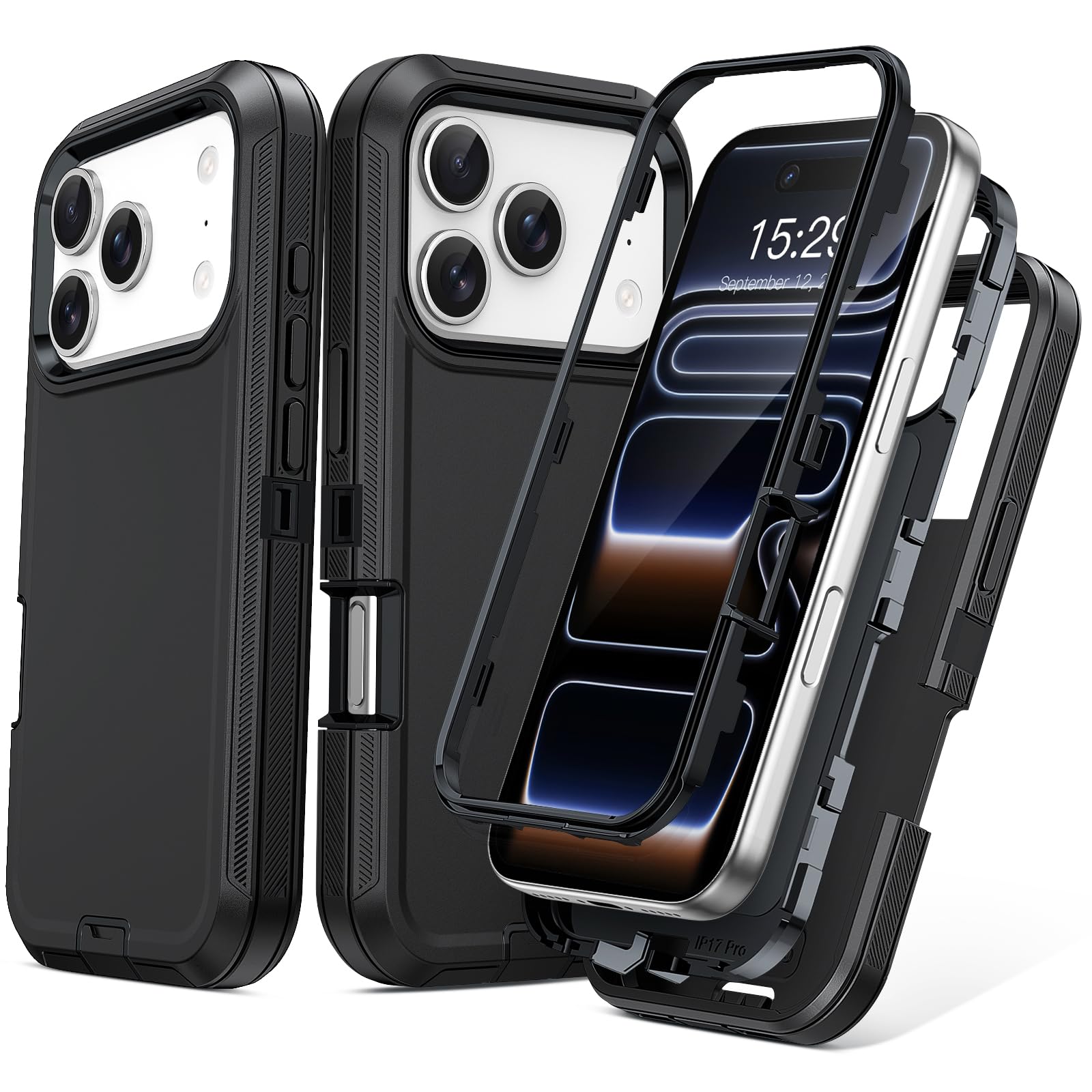 Photo 1 of TOPAUX for iPhone 17 Pro Max Case Heavy Duty Full Body Drop Protection Multi-Layer Impact Resistant Flexible Soft Skin Anti-Shock Protective Hard Shell TPU Bumper Port Cover for iPhone 17 ProMax Black
