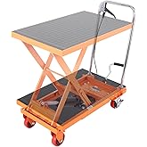 VEVOR Hydraulic Lift Table Cart, 500lbs Capacity 28.5" Lifting Height, Manual Single Scissor Lift Table with 4 Wheels and Non