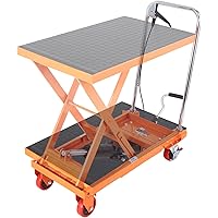 VEVOR Hydraulic Lift Table Cart, 500lbs Capacity 28.5" Lifting Height, Manual Single Scissor Lift Table with 4 Wheels and Non
