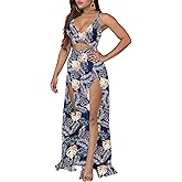 2 Piece Sets for Women Summer Sexy Double High Split Maxi Dresses Skirt Set Beach Swimwear Cover Ups Vacation Outfits