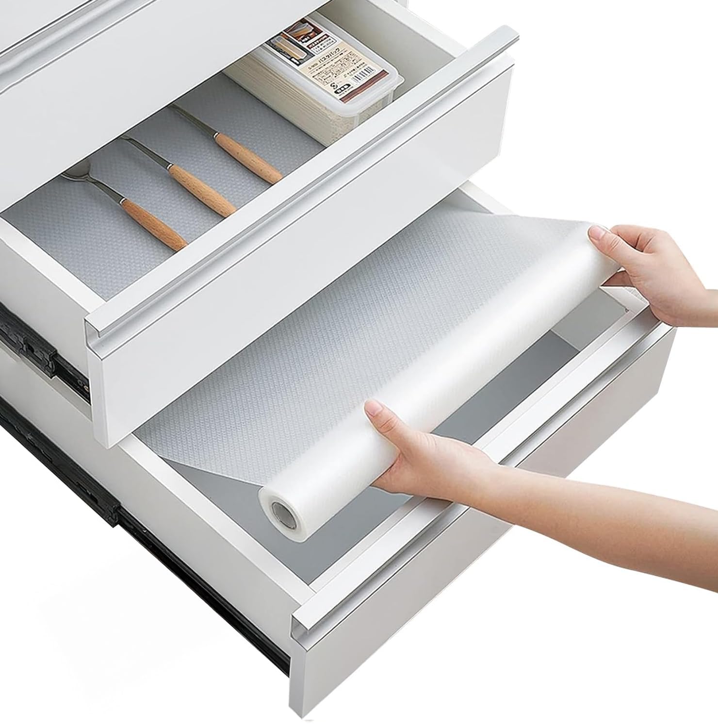 Linda's Essentials Kitchen Drawer Liners (60 x 200 cm) - Non-Slip Cupboard & Fridge Mats, Protects from Spills, Multi-Use Shelf & Cabinet Liner, Great Kitchen Accessory (Clear)