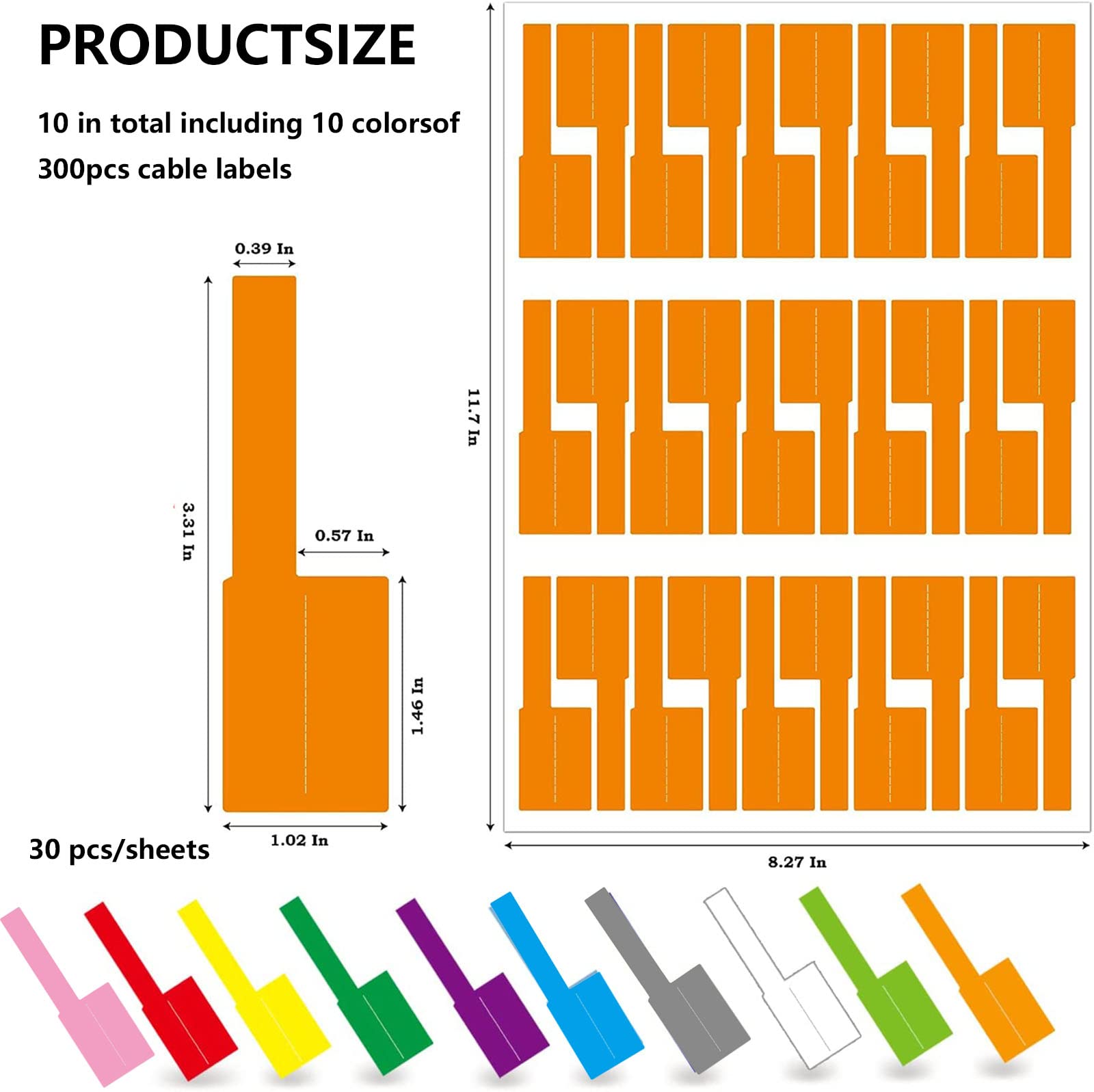 Mua 300pcs Cable Labels, 10 Colors Colorful Cord Labels Self Adhesive ...