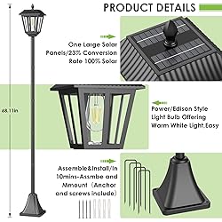 Greluna 68 Inches Solar Lamp Post Light
