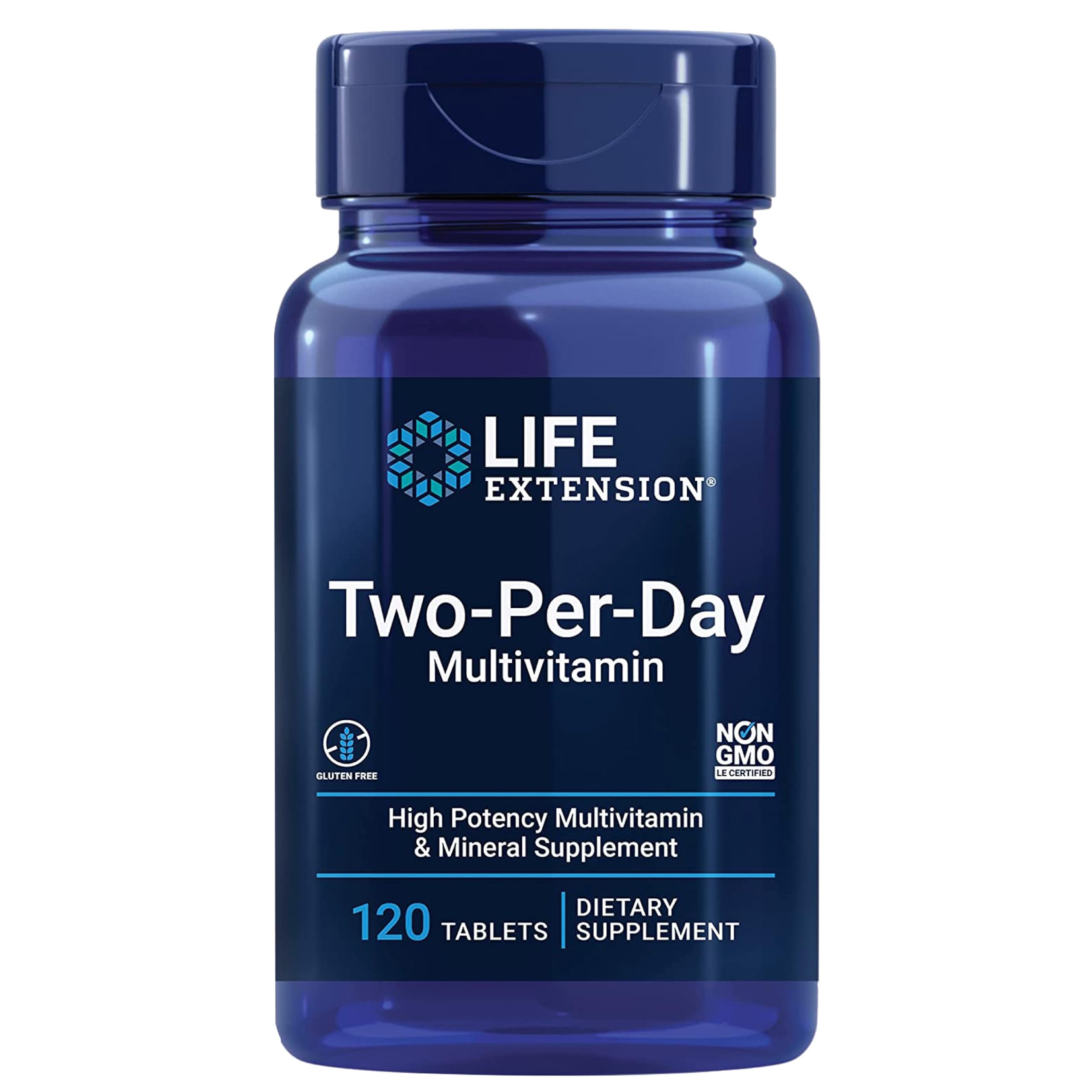 Life Extension, Two per Day, Multivitamin, 120 Tablets, Minerals, Gluten-Free, Soy-Free, GMO-Free