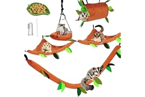 FABMODE 5Pcs Sugar Glider Supplies Cage Accessories Hammock Set Hanging Bed Hideout for Small Animal Pets Hamster Guinea Pig Squirrel Gerbils