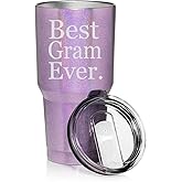 30 oz Tumbler Stainless Steel Vacuum Insulated Travel Mug Cup Best Gram Ever Grammy Grandma Grandmother (Purple Glitter)