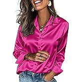 Zeagoo Satin Blouses for Women Silk Button Down Shirts Long Sleeve Business Casual Tops