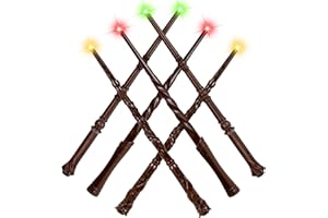 EZVYAO Light Up Magic Wizard Wand with 4 Color Lightings & Sounds - 6 Pack Illuminating Witch Toy Wands for Kids Party Cosplay, Mixed