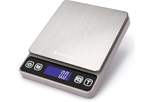 K KITCHENTOUR KitchenTour Digital Kitchen Scale - 3000g/0.1g High Accuracy Precision Multifunction Food Meat Pocket Scale with Back-Lit LCD Display(Batteries Included) - Gray